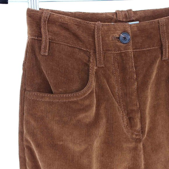 PRADA Corduroy Pants Brown High Rise Flare Leg Trousers size 36 Small Milano NEW - Picture 3 of 8